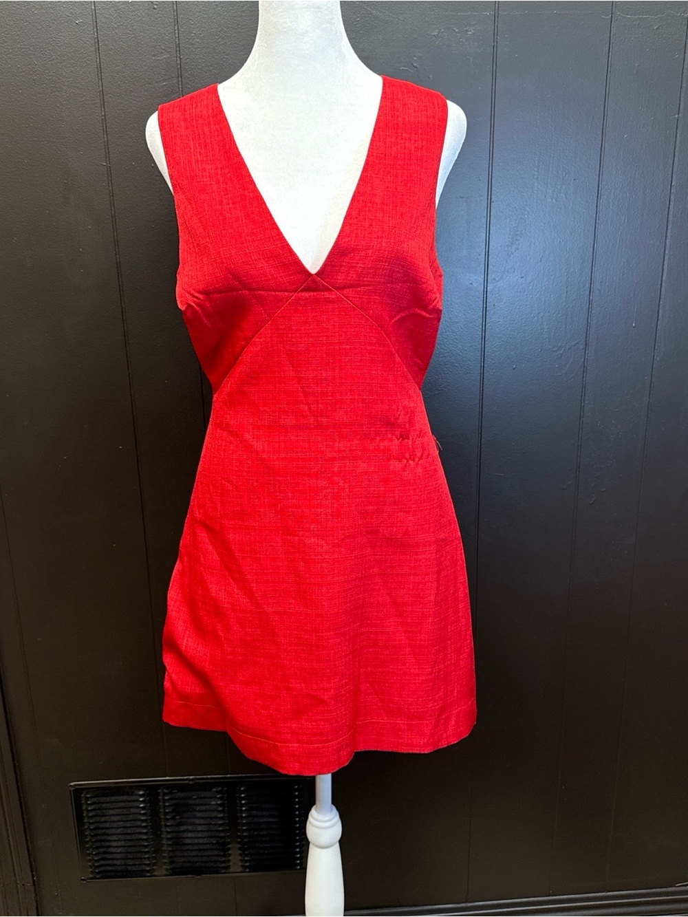 RIHOAS Red V-Neck Mini Dress